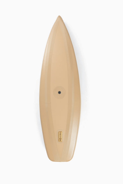 Underside of Karve inflatable kayak against white background