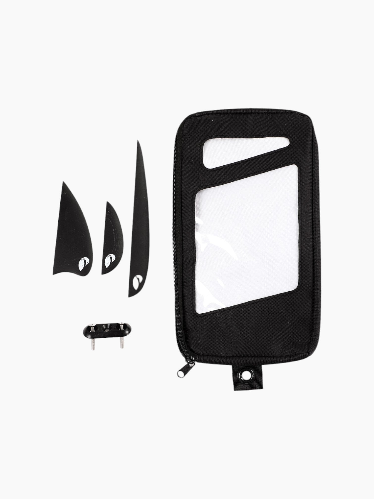 Photo showing the fin attachments and the bag they come in.