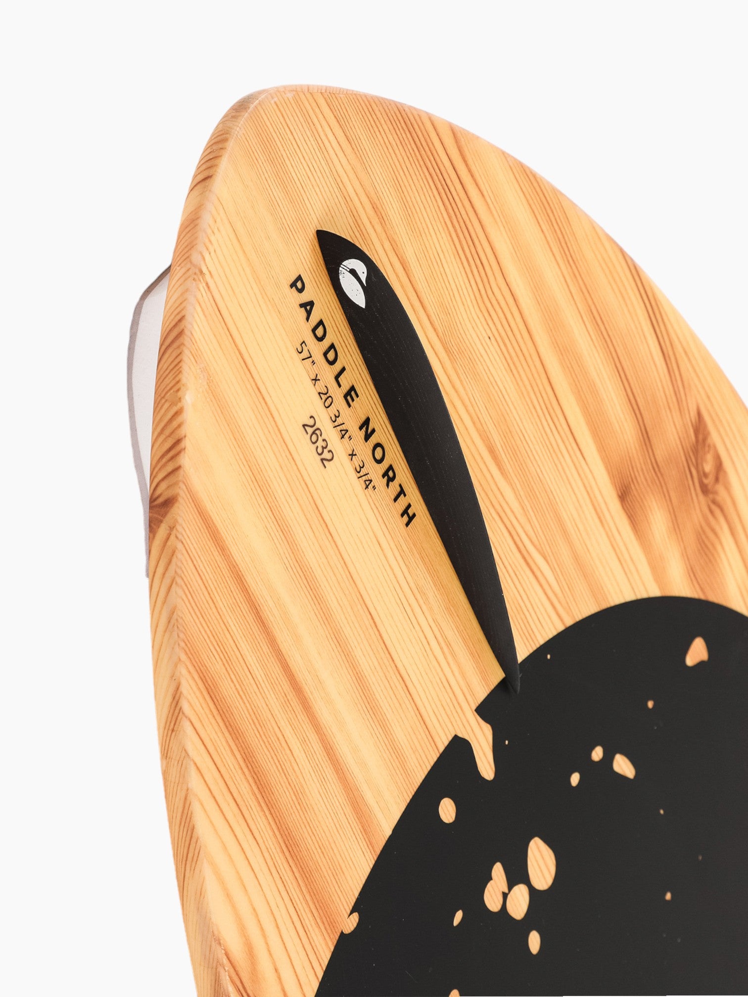Photo showing the bottom fin with printed details on it.
