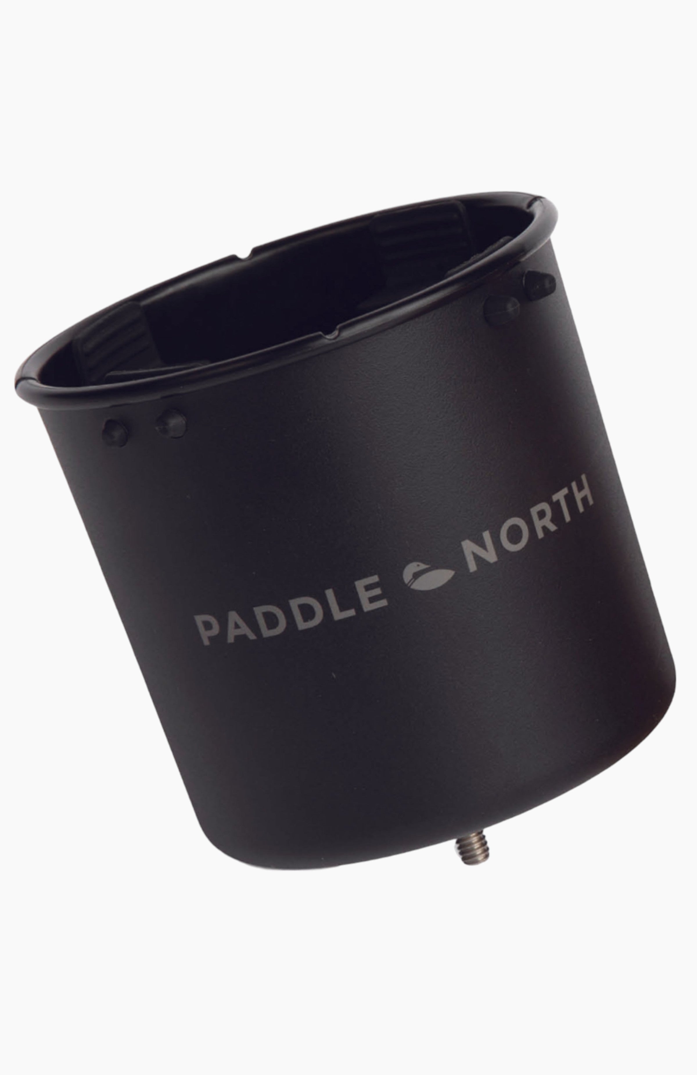 Paddle board accessories: black cup holder that screws into paddle north paddle boards and kayaks.
