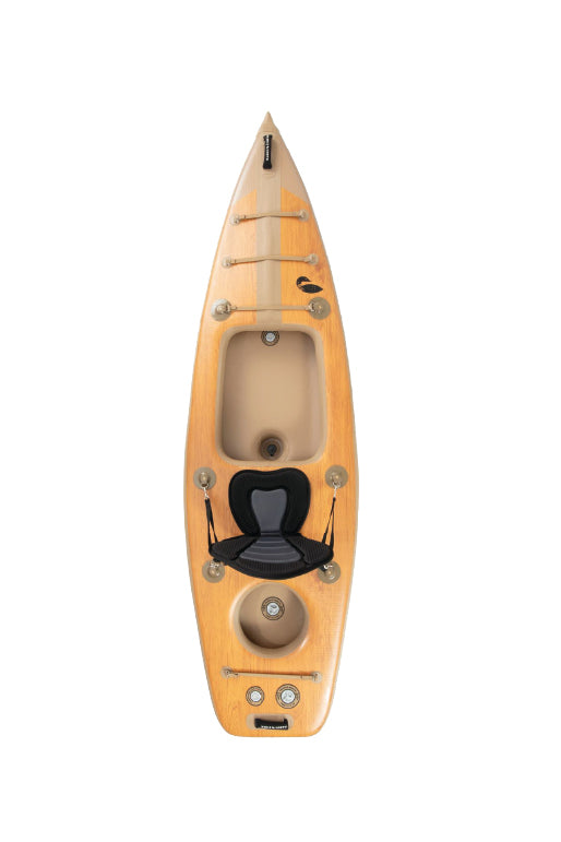 Top view of Karve inflatable kayak against white background