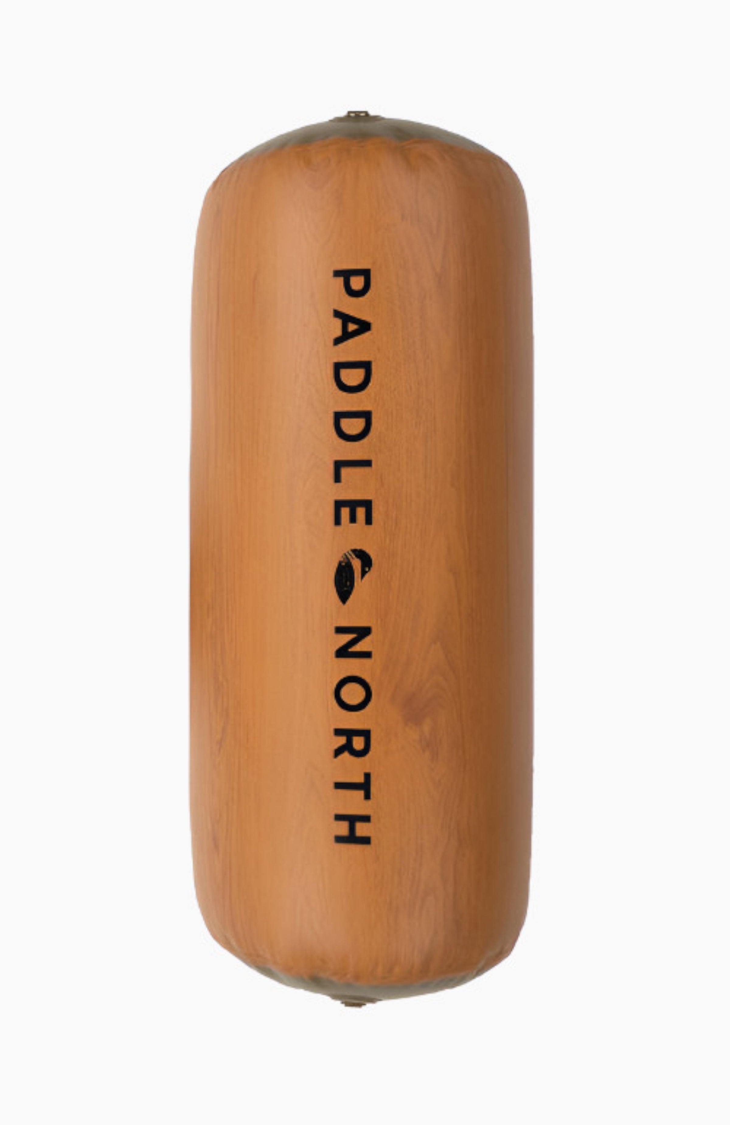 Dock accessories: Brown inflatable log with paddle north logo on it.
