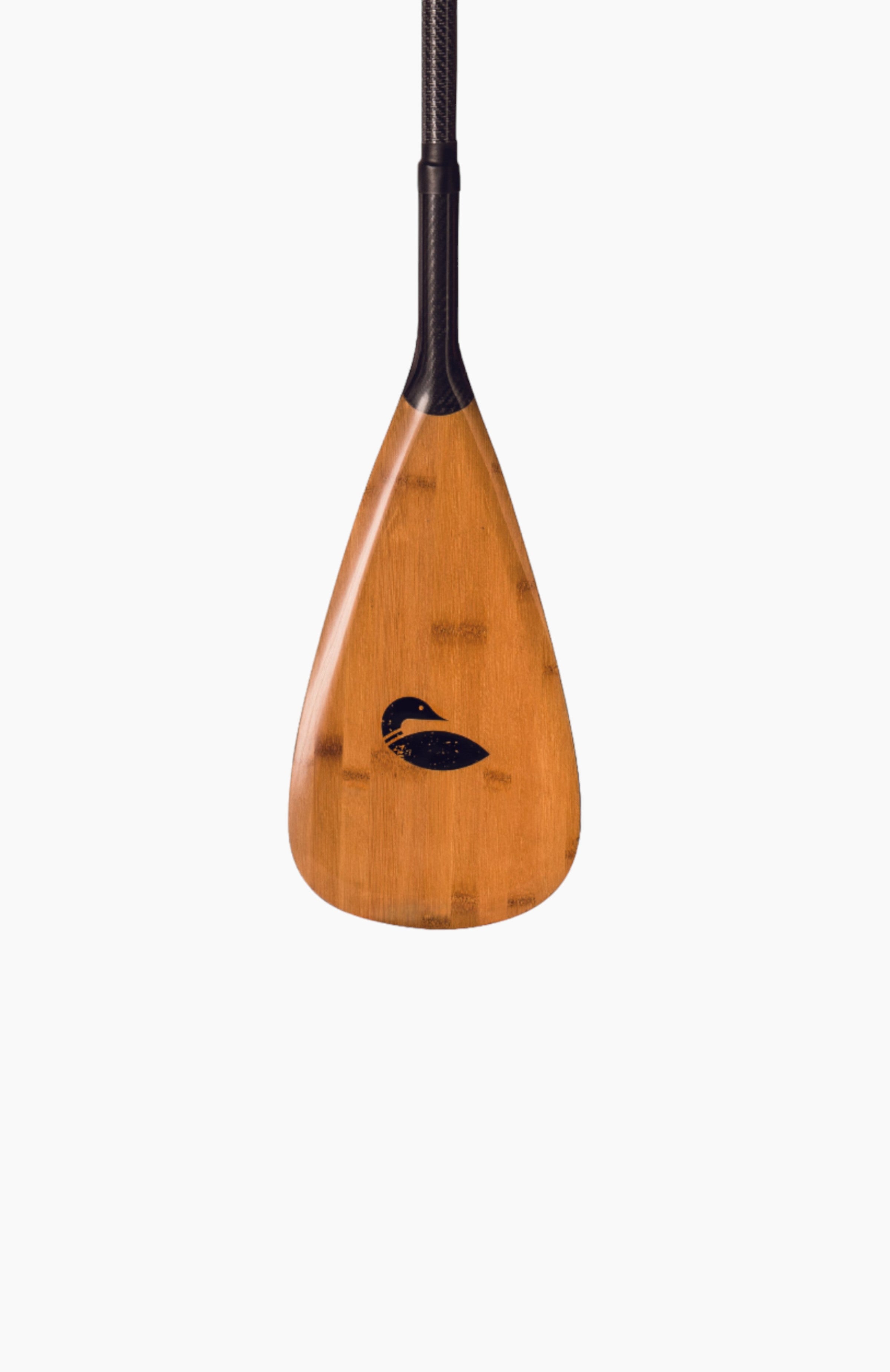 Paddle board accessories: A wood paddle and black micro fiber handle.