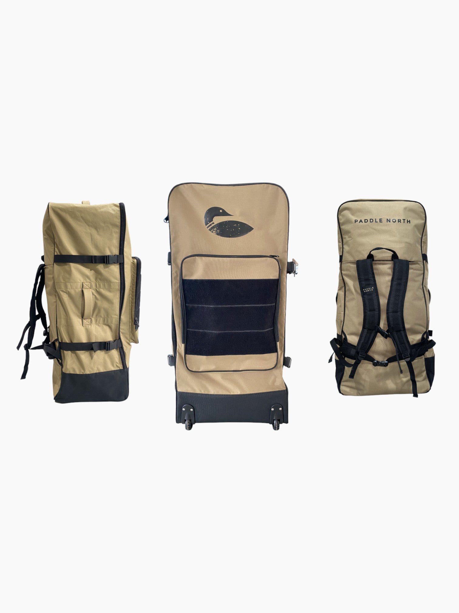 Kayak bag showing the side, front, and back.